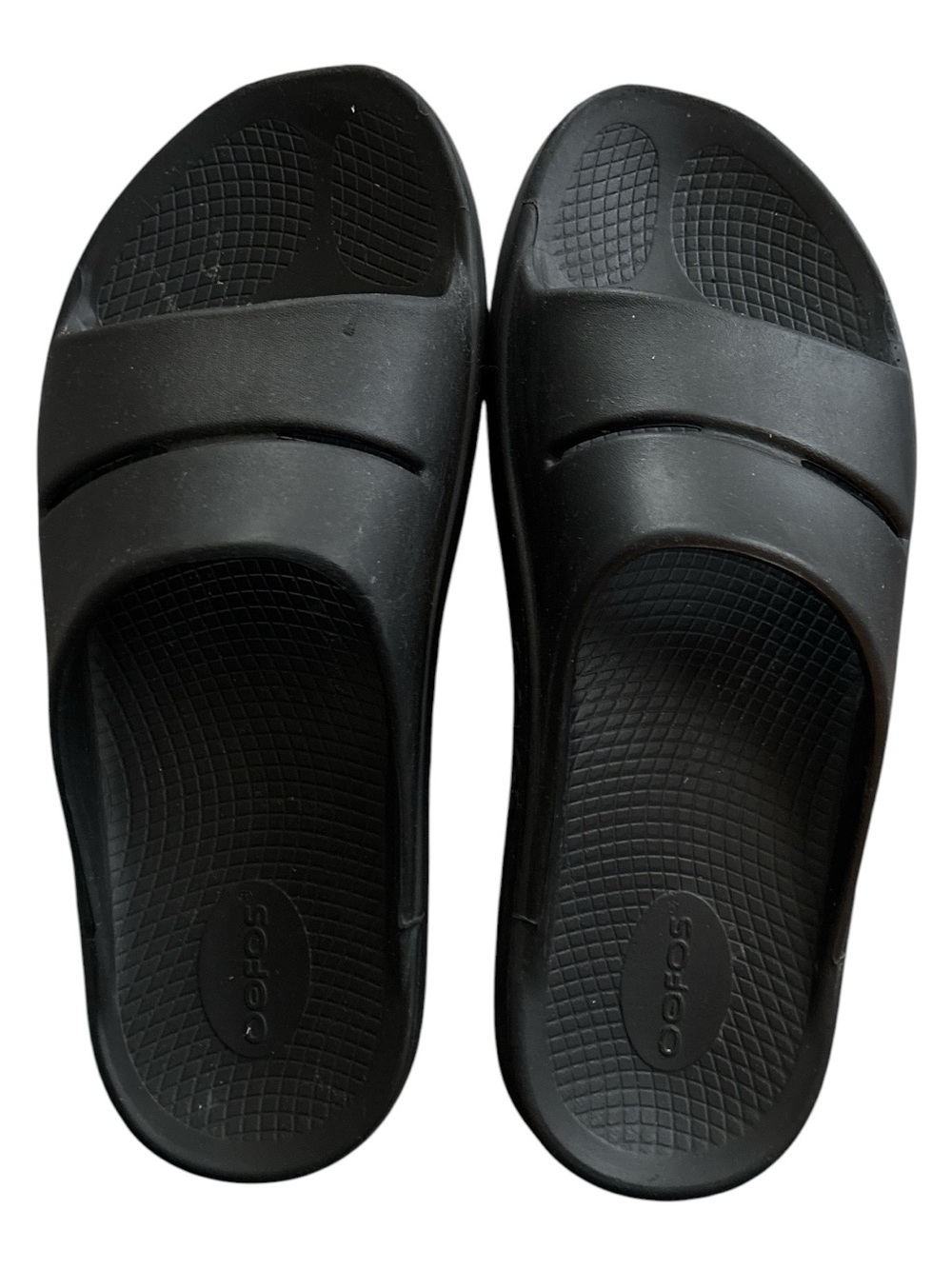 Oofos Ooahh Black Slide Recovery Sandals - Minimal Slip-On Design M10 W12 - Picture 4 of 6